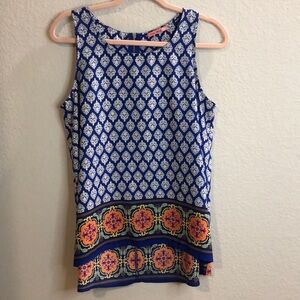 Pink Petal vibrant multicolor top. Light weight sleeveless women's top size Med.